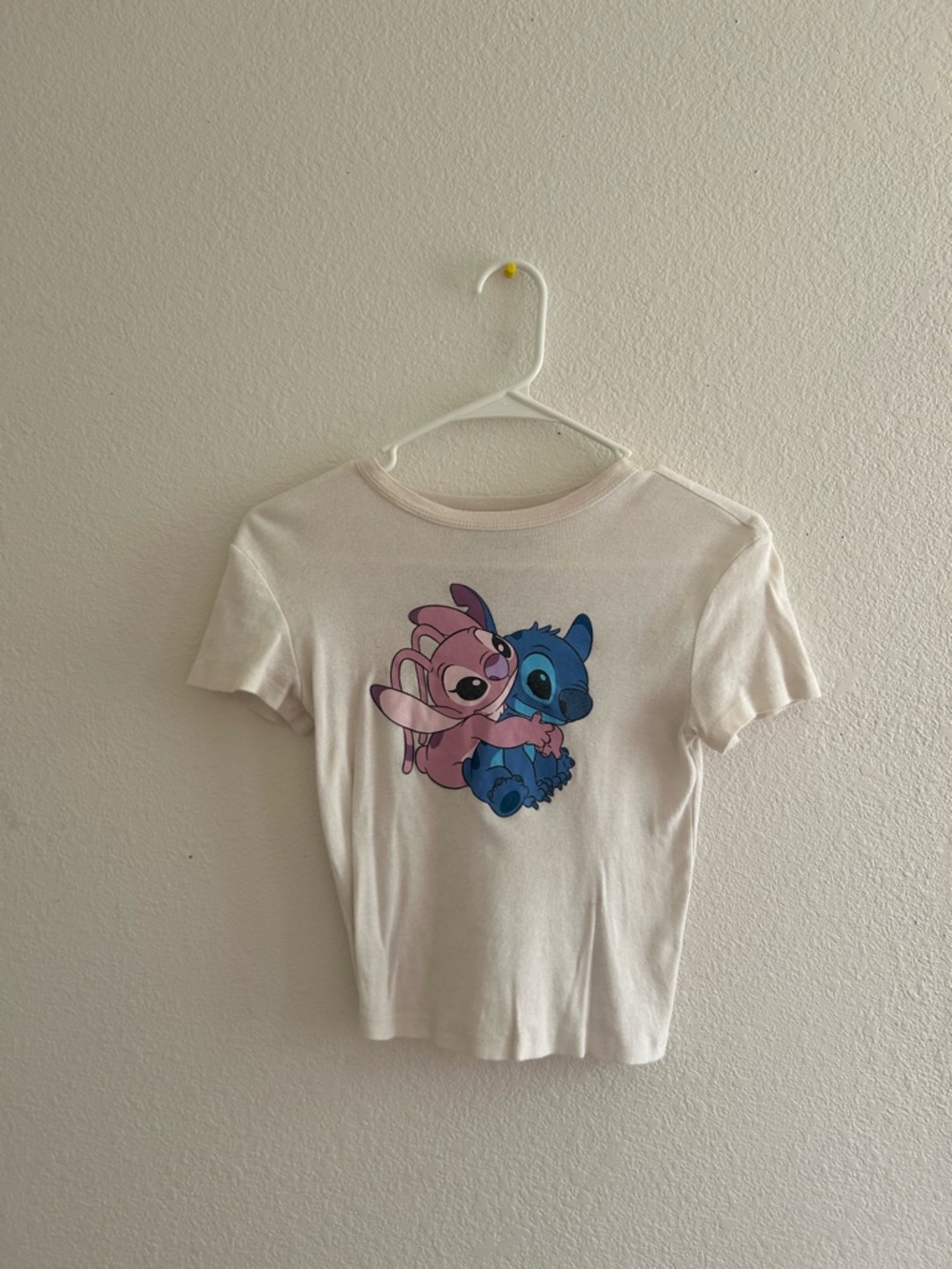 Disney Stitch Logo Tee in Cream and Black